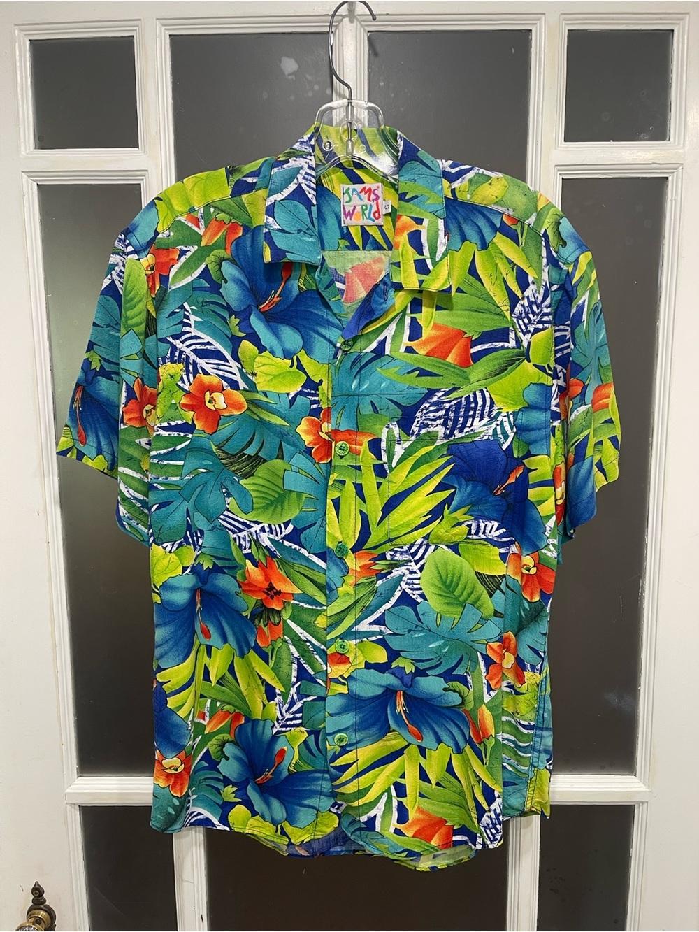 Jams World Vibrant Tropical Button-Down in Blue, Green & Orange